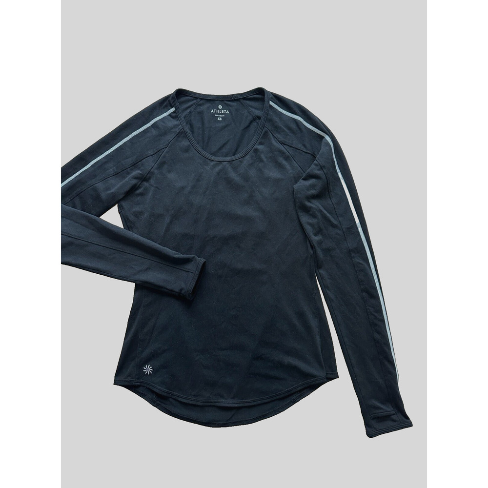 Athleta‎ Running Wild Taped Crew Top, Black, size XS